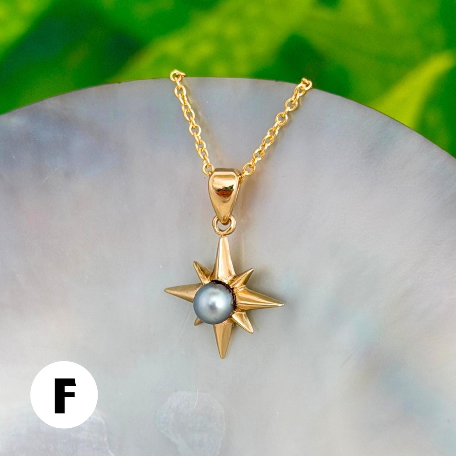 Tahitian Keshi Pearl Star Necklace: 14k Gold Vermeil Pendant • Hawaiian Jewelry • Hoku