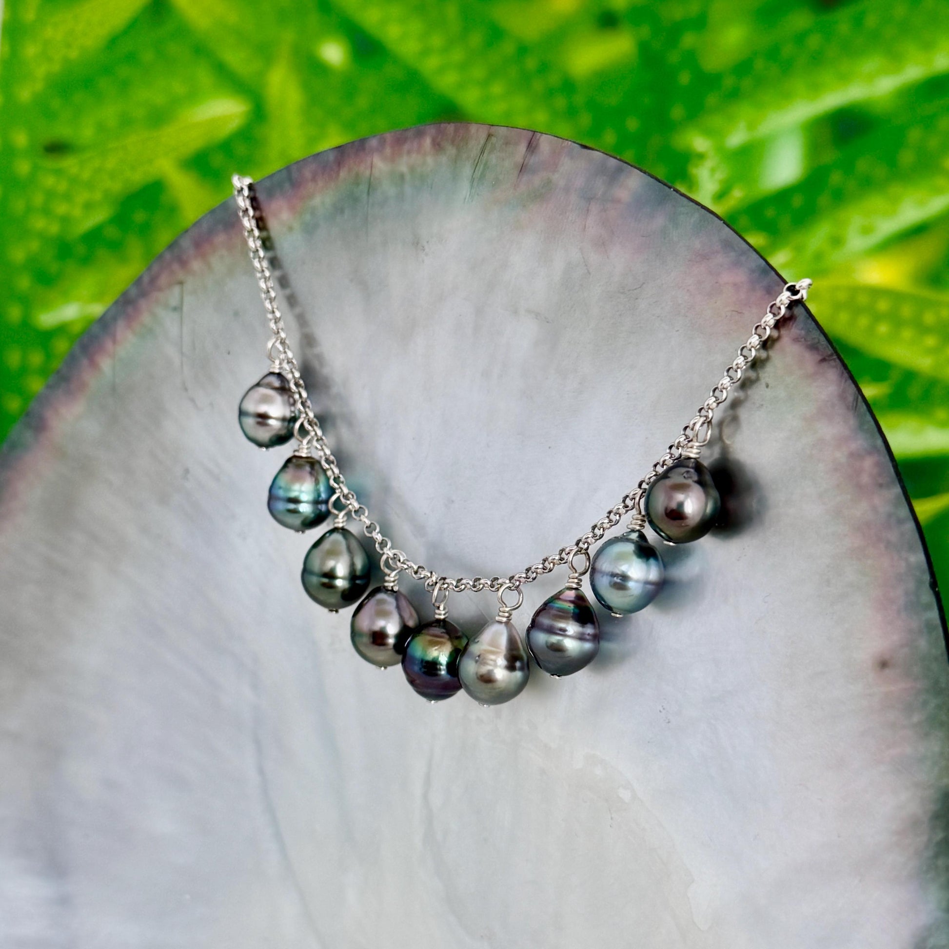 Tahitian Pearl Necklace Charm style – Sterling Silver Chain