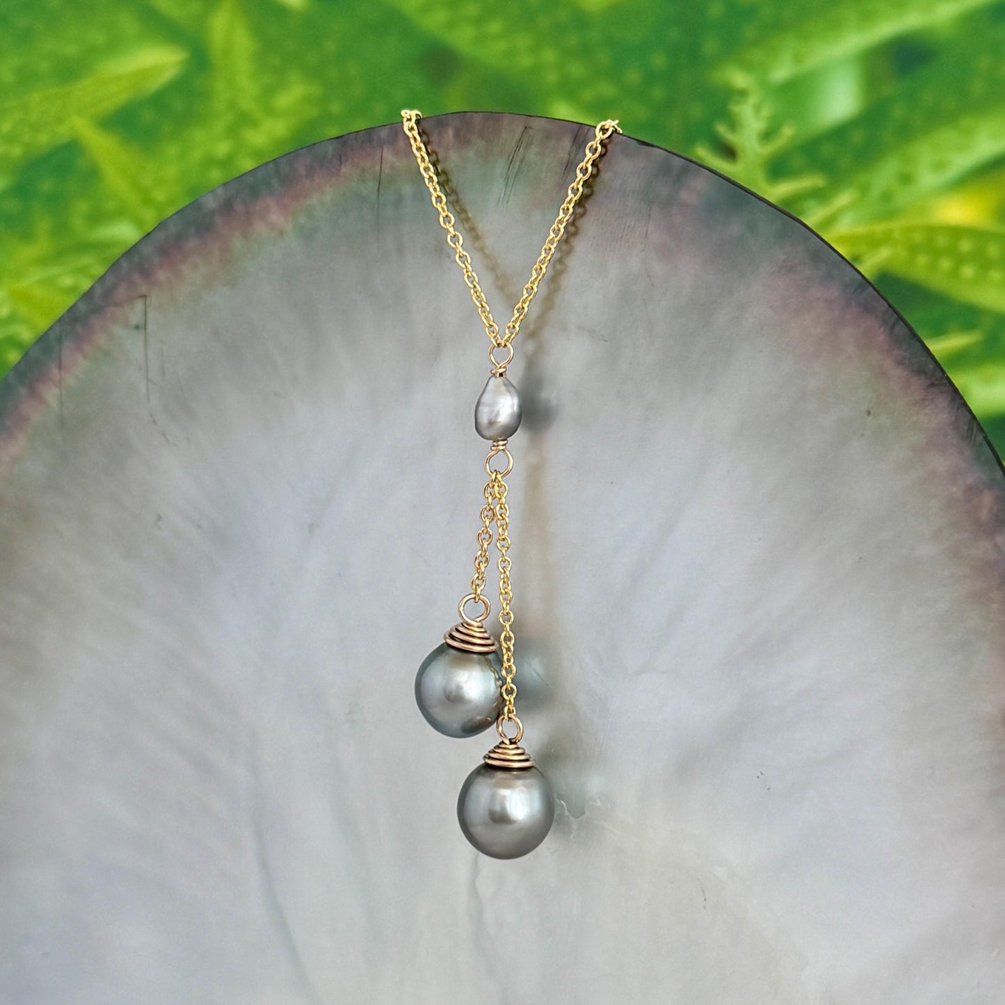 Tahitian Pearl and Keshi Necklace • Gold filled • Peacock Blue Pink Silver • CHOOSE YOUR NECKLACE