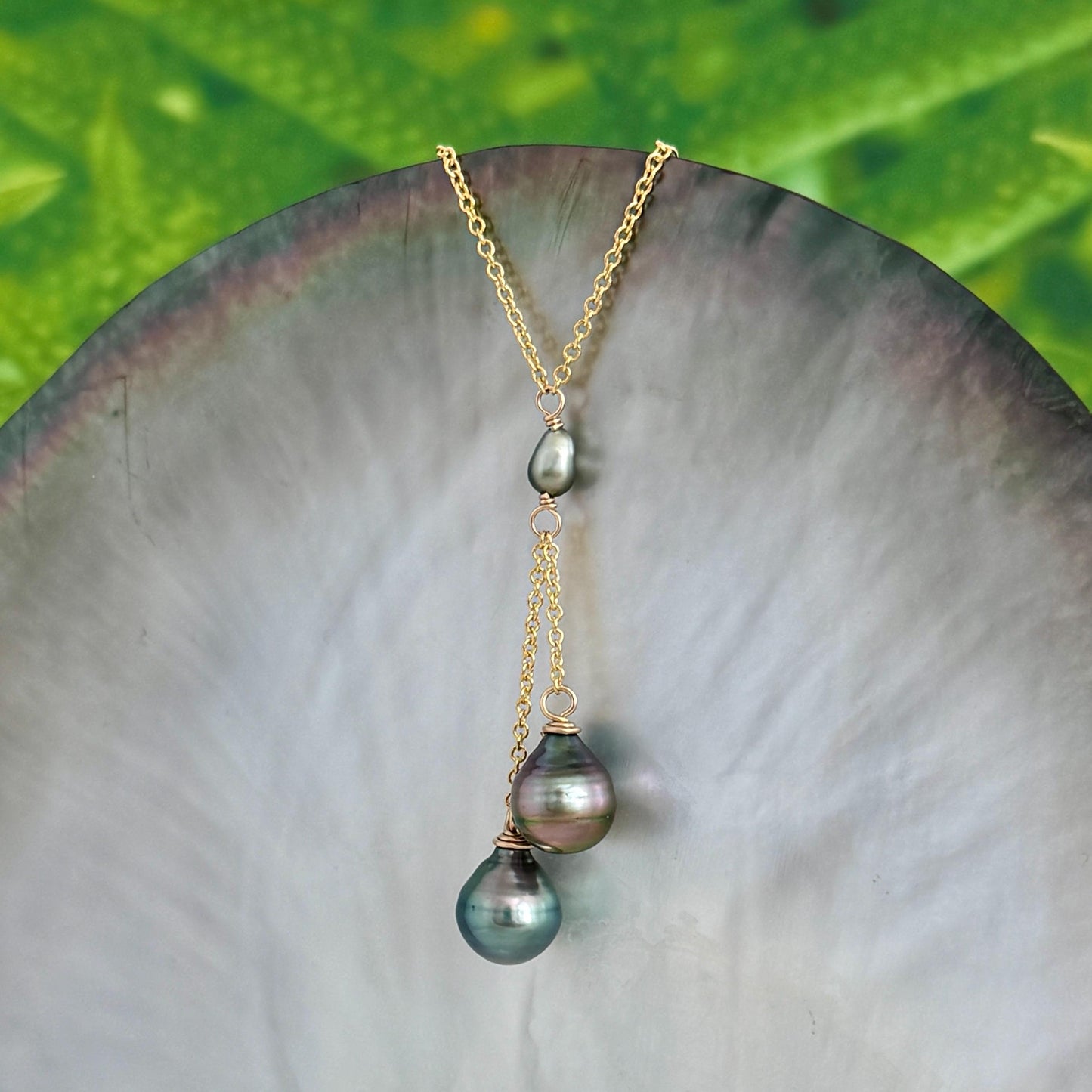 Tahitian Pearl and Keshi Necklace • Gold filled • Peacock Blue Pink Silver • CHOOSE YOUR NECKLACE