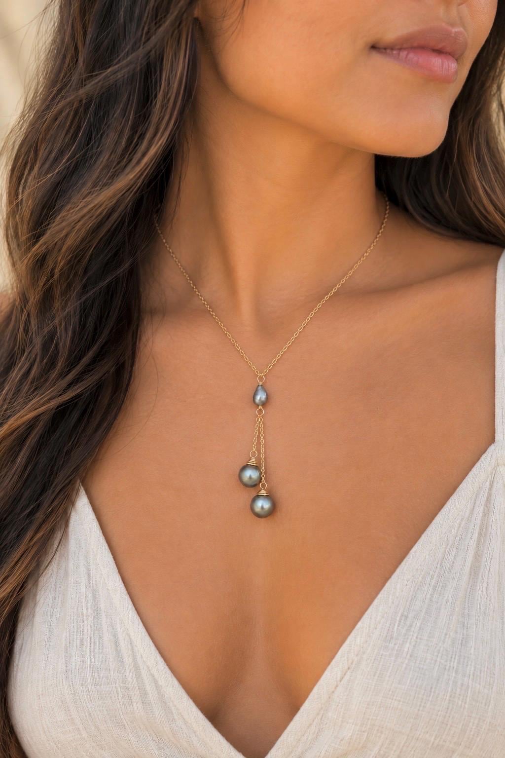 Tahitian Pearl and Keshi Necklace • Gold filled • Peacock Blue Pink Silver • CHOOSE YOUR NECKLACE