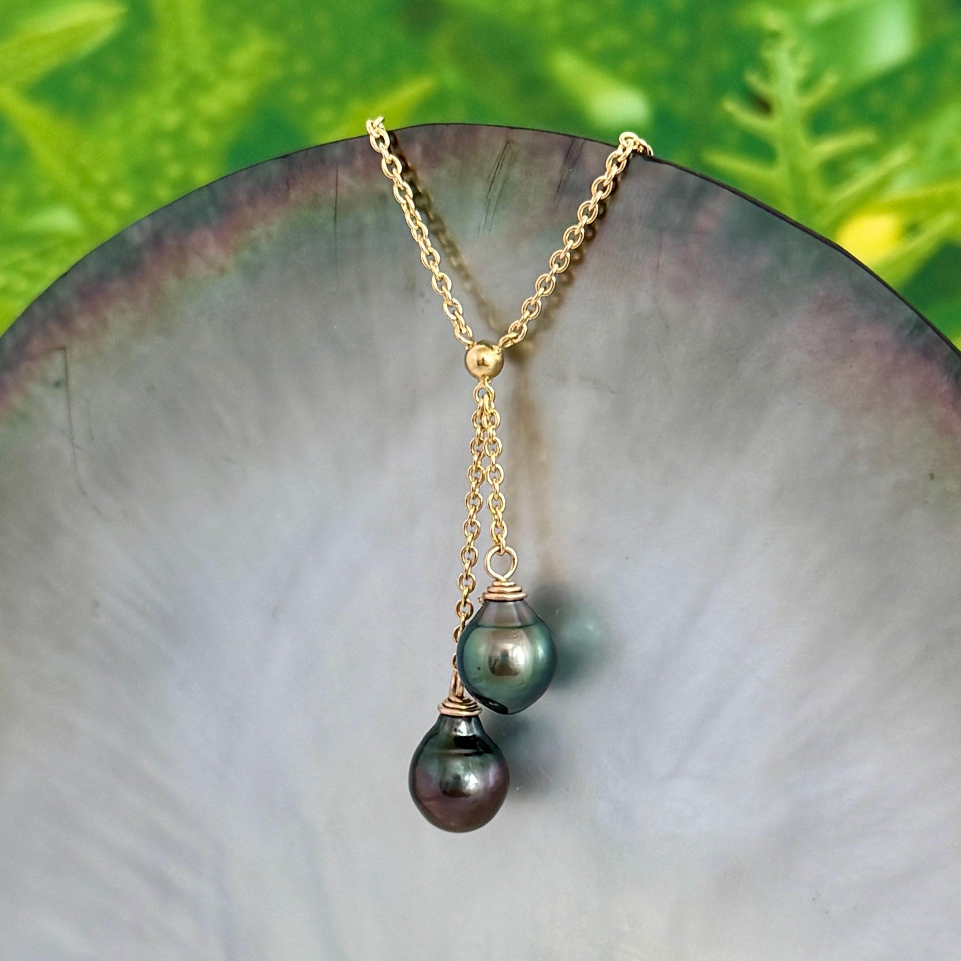 Tahitian Pearl Necklace • Double Drop Lariat Design • CHOOSE YOUR NECKLACE