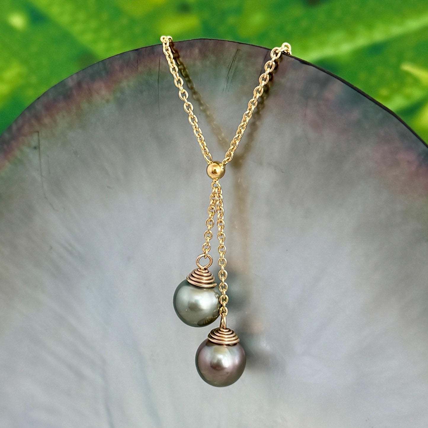 Tahitian Pearl Necklace • Double Drop Lariat Design • CHOOSE YOUR NECKLACE