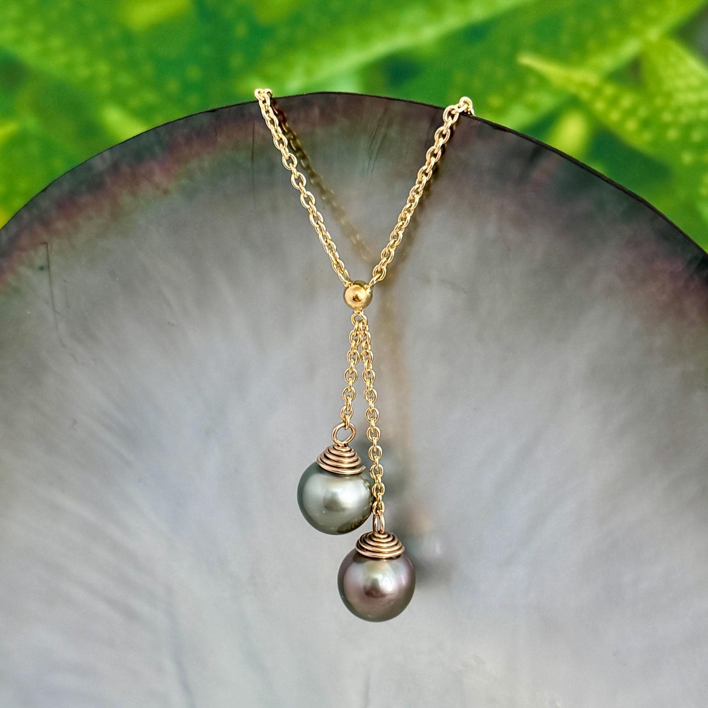 Tahitian Pearl Necklace • Double Drop Lariat Design • CHOOSE YOUR NECKLACE