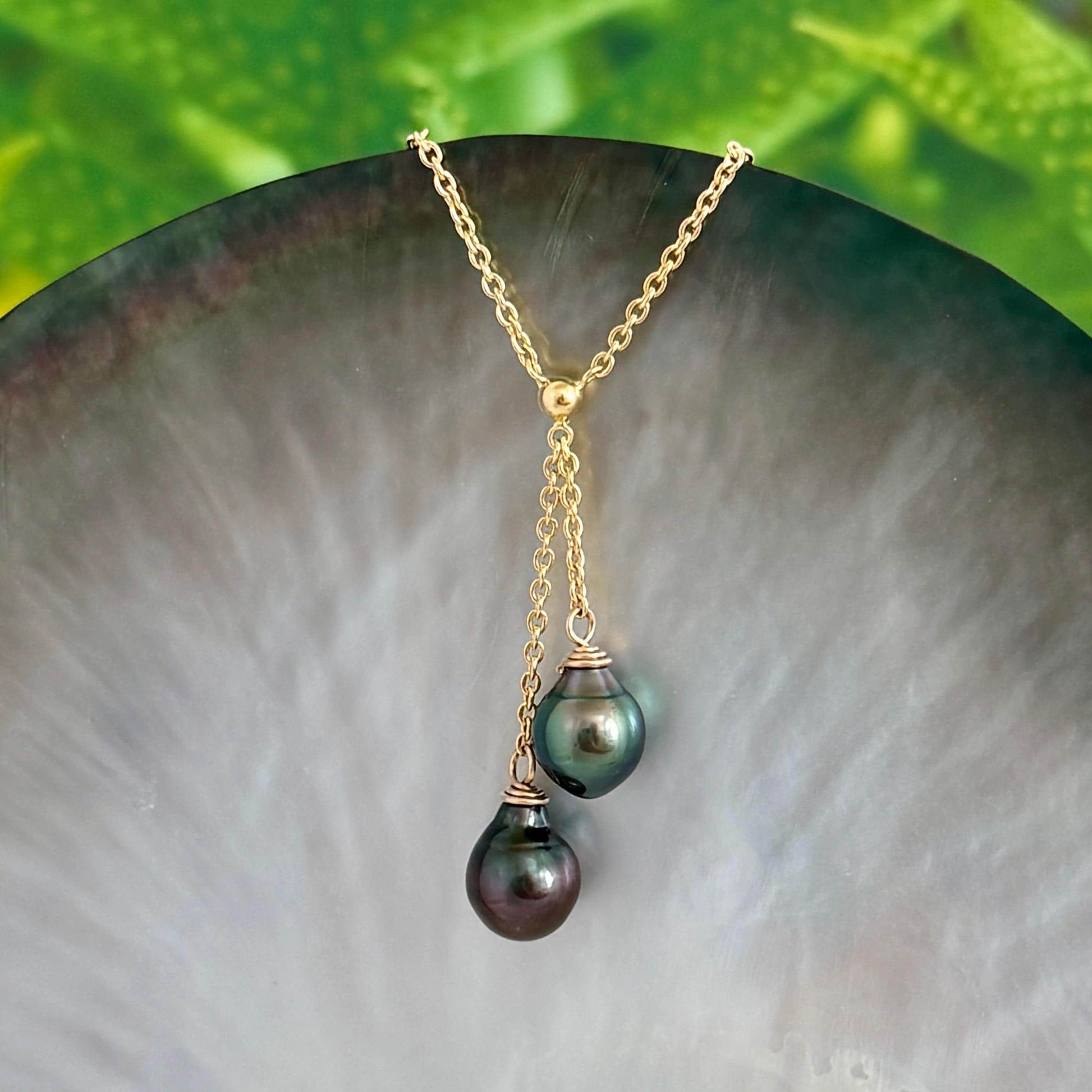 Tahitian Pearl Necklace • Double Drop Lariat Design • CHOOSE YOUR NECKLACE