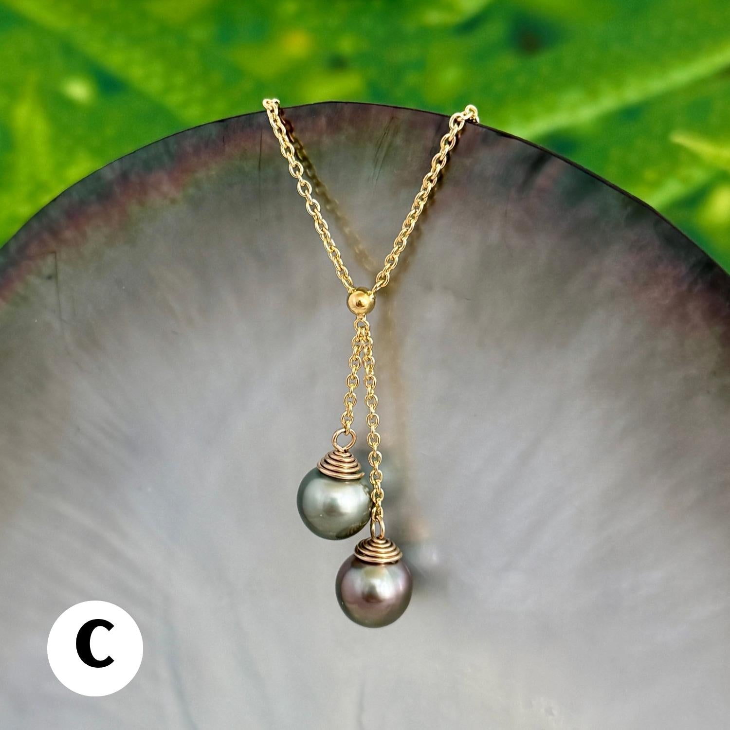 Tahitian Pearl Necklace • Double Drop Lariat Design • CHOOSE YOUR NECKLACE
