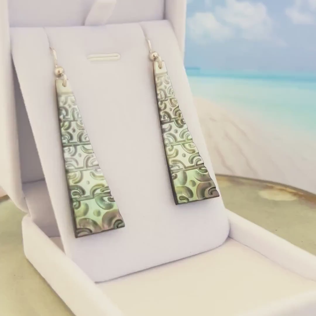 Shell earrings • Handcarved jewelry • Hawaiian Polynesian design