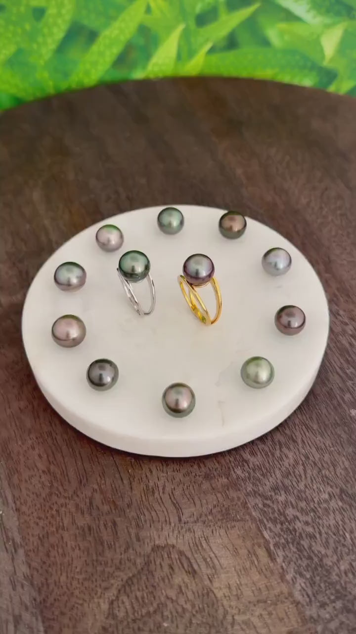 Tahitian pearl ring • 10mm 11mm • CHOOSE YOUR PEARL • Big Size  • Genuine colors