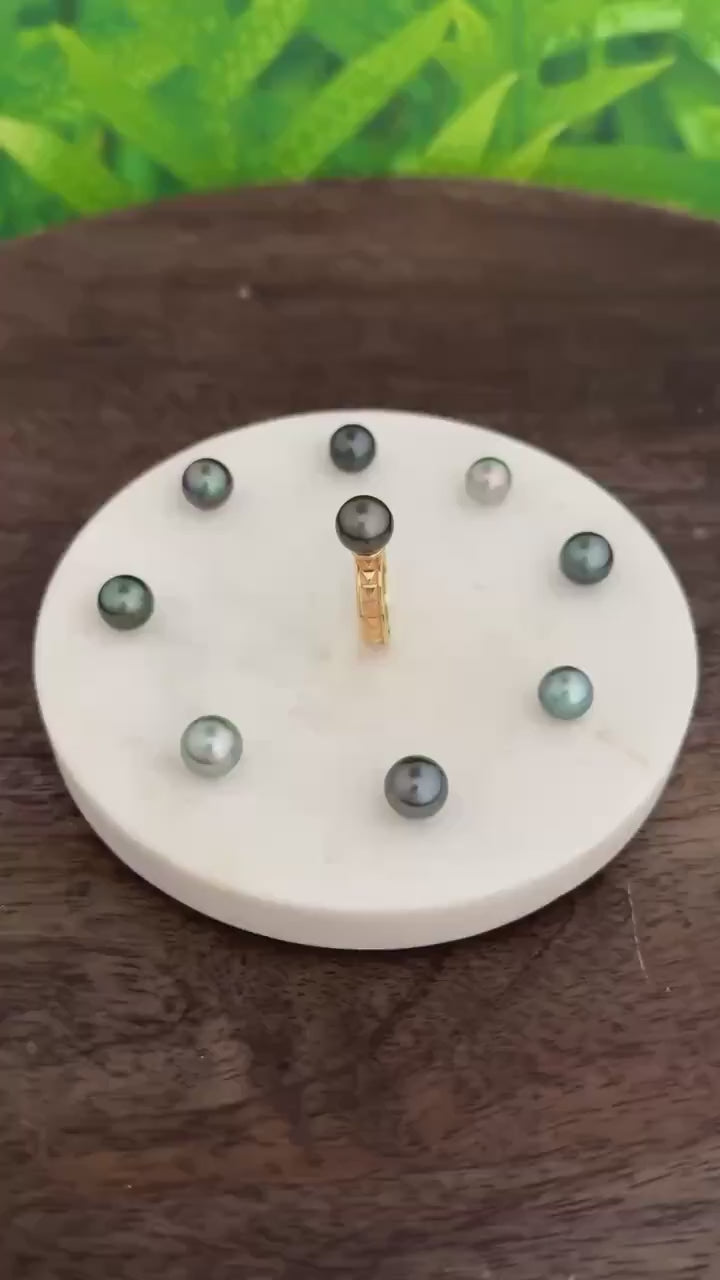 Tahitian Pearl Ring • Polynesian Triangle Design • Customizable Pearl Selection