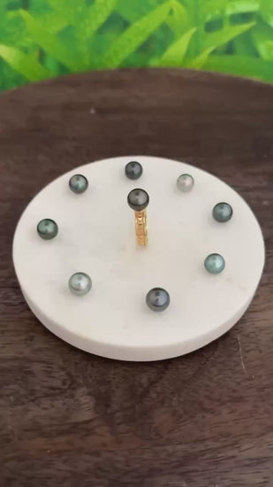 Tahitian Pearl Ring • Polynesian Triangle Design • Customizable Pearl Selection