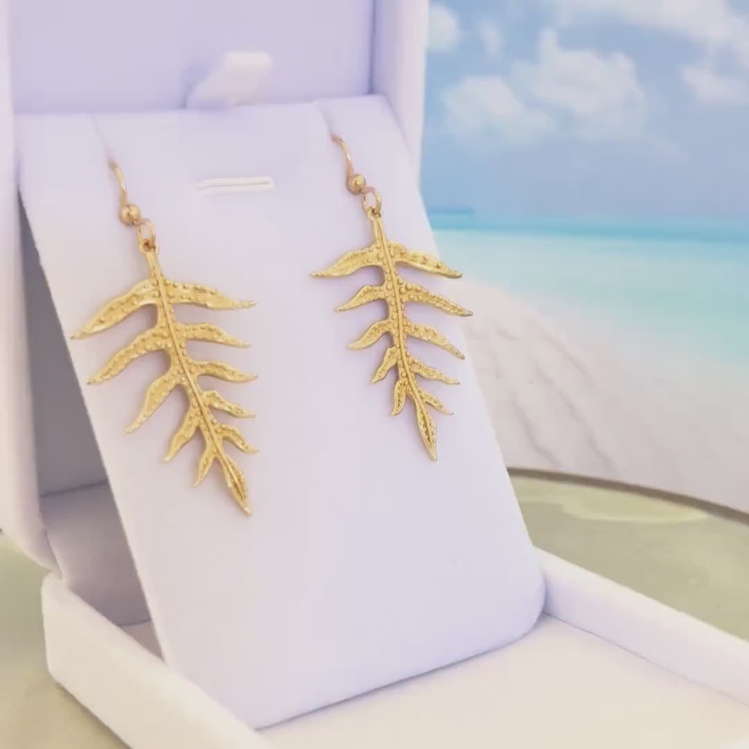 Laua’e Dangle Earrings • Hawaiian jewelry • Tropical Fern
