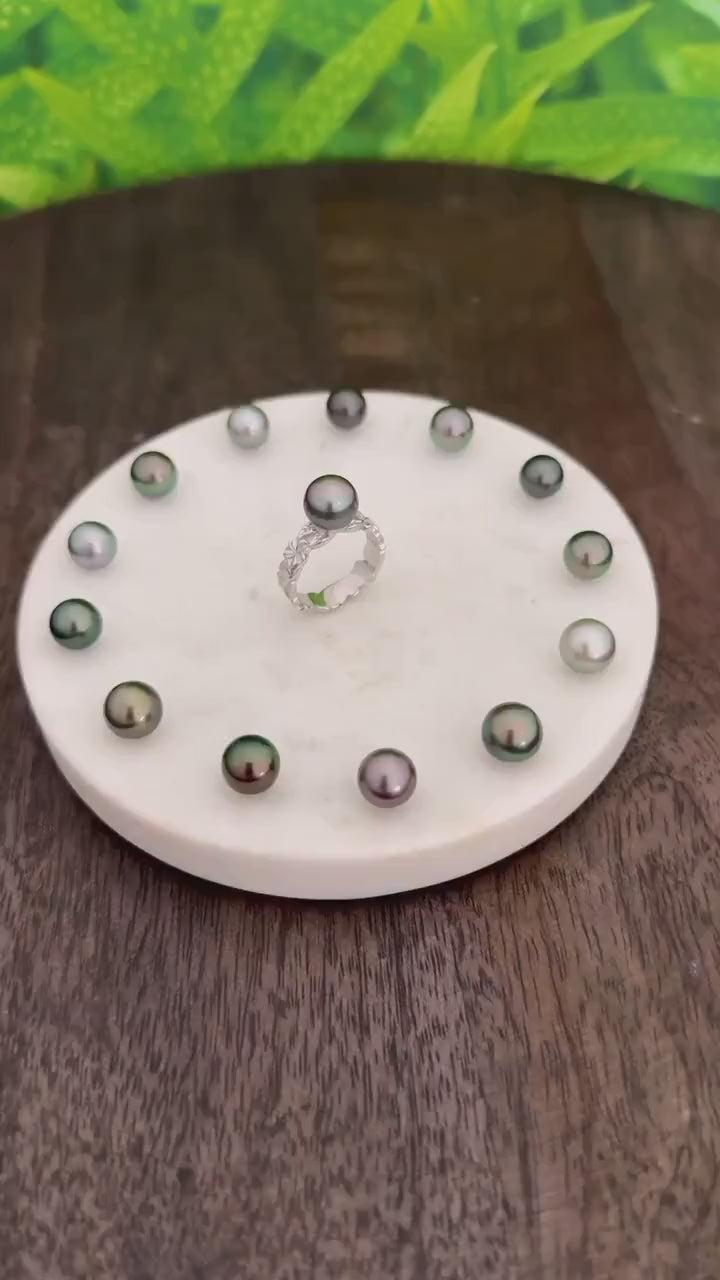 Tahitian Pearl Ring • Heirloom Design • CHOOSE YOUR PEARL • Hawaiian flower
