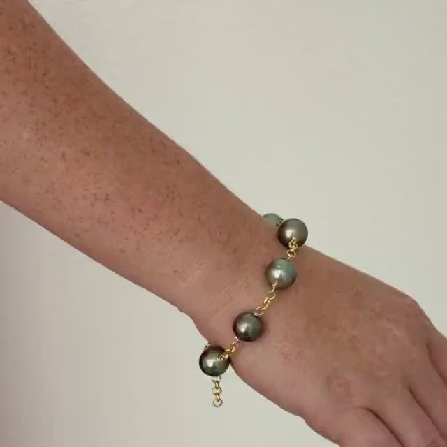 Tahitian Pearl Bracelet • Bold and Luxurious – Gold Filled • Statement Jewelry