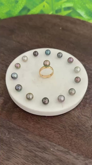 Tahitian pearl ring - Choose your pearl • Gold Vermeil • Hammered style