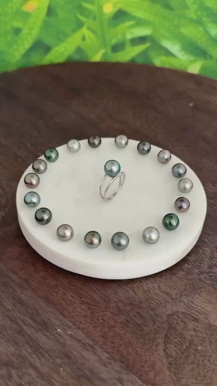 Tahitian pearl ring • Choose your Pearl • Sterling Silver • Genuine colors • 9mm