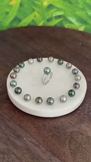 Tahitian pearl ring • Choose your Pearl • Sterling Silver • Genuine colors • 9mm