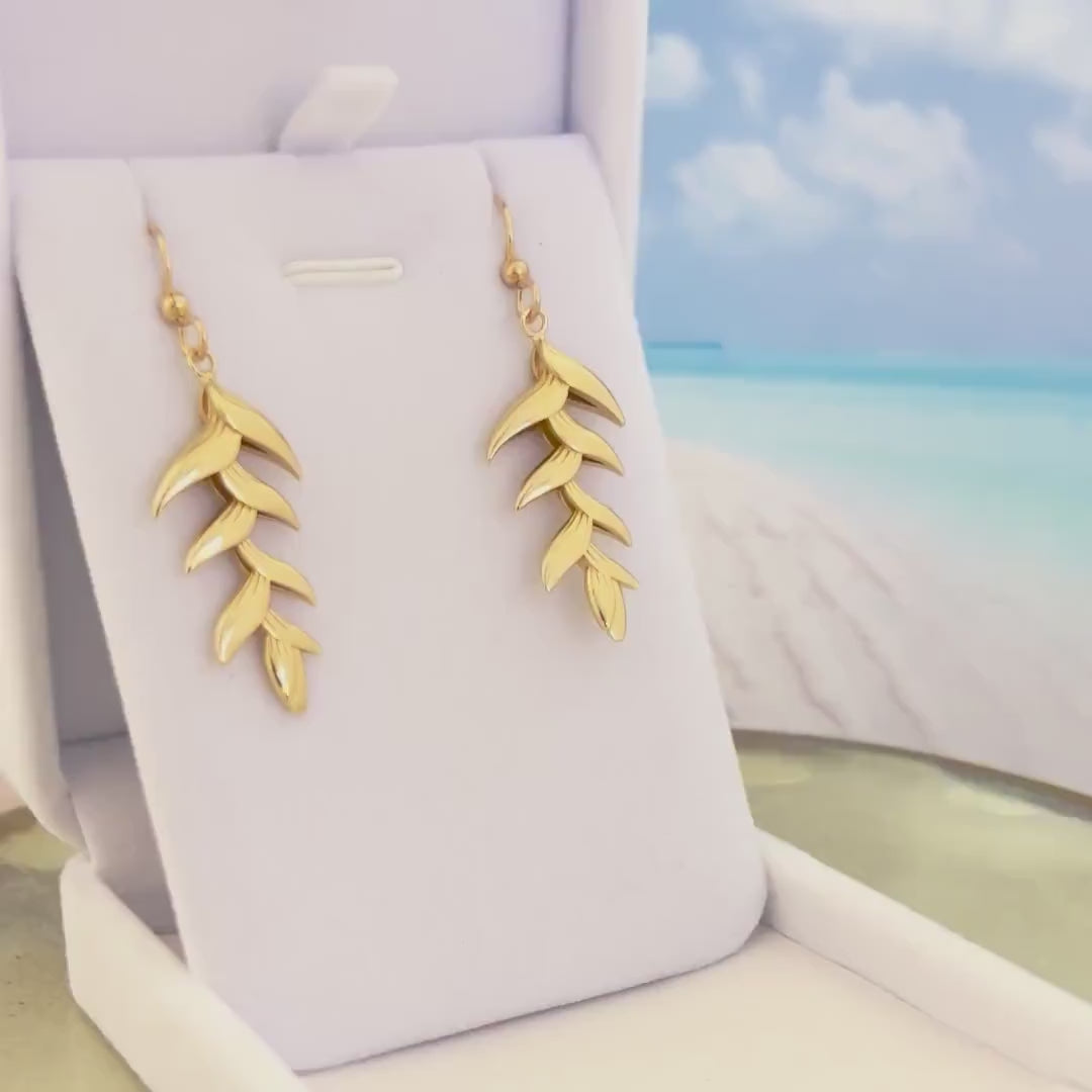 Heliconia Dangle Earrings • Hawaiian Jewelry