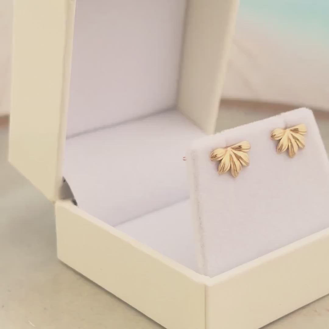 Naupaka Stud Earrings in Gold Vermeil or Sterling silver – Hawaiian Flower Design