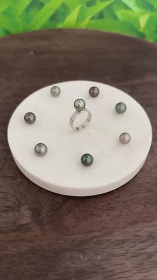 Tahitian Pearl Ring • Polynesian Triangle Design • Customizable Pearl Selection • Sterling Silver