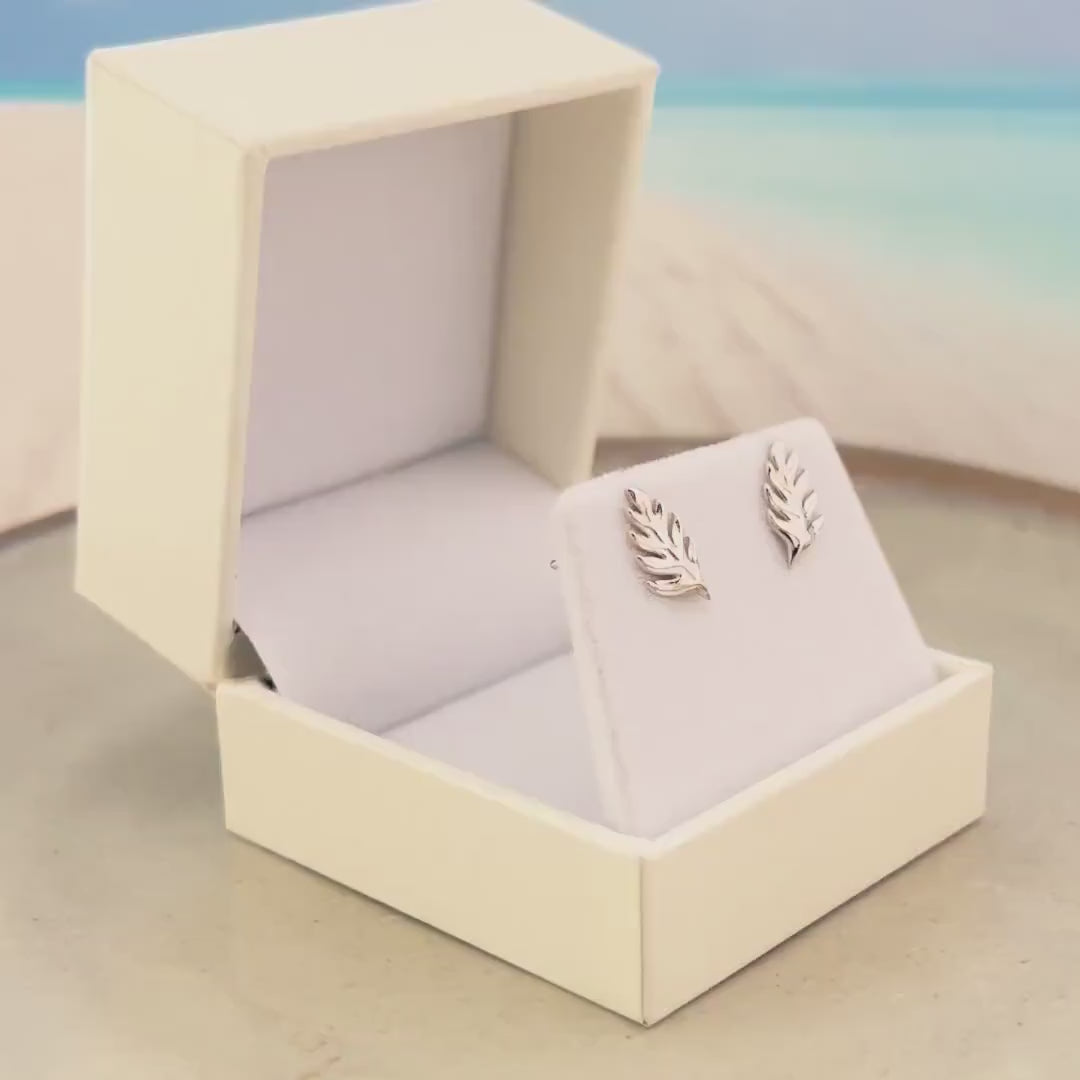 Ulu Leaf Stud Earrings: Hawaiian Jewelry, Sterling silver or Gold Vermeil