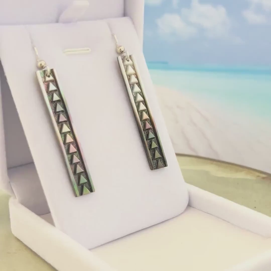 Handmade Mother of Pearl Earrings: Hawaiian Triangle Design